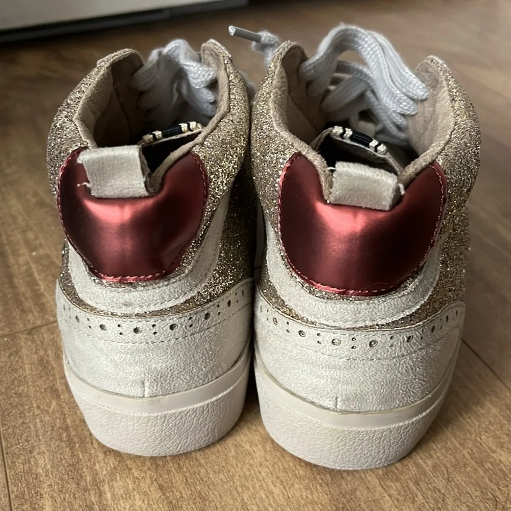 ShuShop Paulina Glitter Gold White Star Hi Top Sneakers Size 10‎